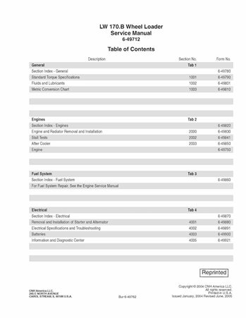 Manuel d'entretien pdf de la chargeuse sur pneus New Holland LW170B