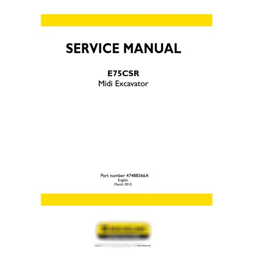 New Holland E75CSR midi excavator service manual