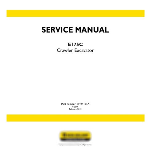 New Holland E175C crawler excavator service manual