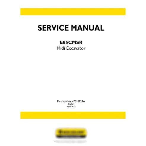 New Holland E85CMSR midi excavator service manual