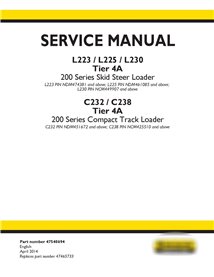 New Holland L223 / L225 / L230 / C232 / C238 skid loader service manual