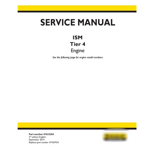 New Holland ISM Tier 4 engine service manual