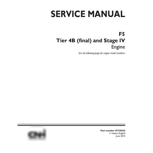 Manual de serviço do motor New Holland F5 Tier 4B