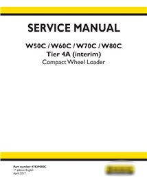 Manual de serviço da carregadeira de rodas compacta New Holland W50C / W60C / W70C / W80C Tier 4A