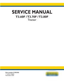 Manual de servicio del tractor New Holland T3.60F / T3.70F / T3.80F