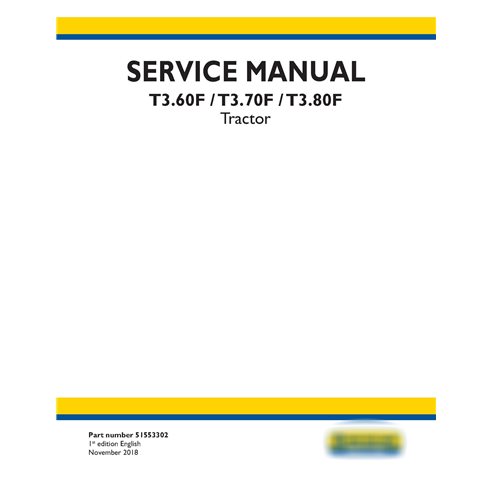 New Holland T3.60F / T3.70F / T3.80F tractor service manual