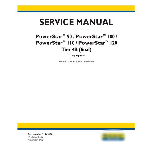New Holland PowerStar 90 / 100 / 110 / 120 tractor service manual
