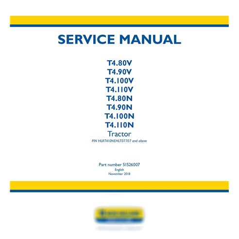 New Holland T4.80V - T4.110V / T4.80N - T4.110N tractor service manual