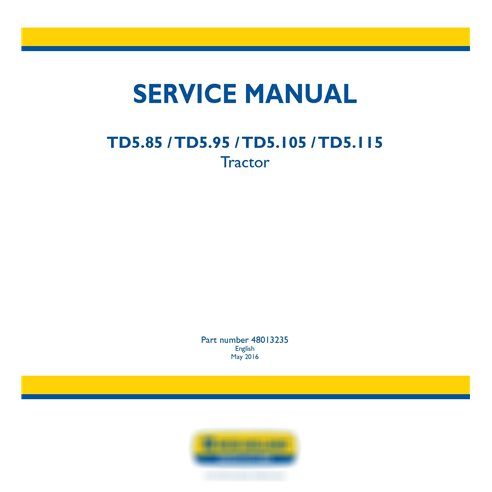 New Holland TD5.85 / TD5.95 / TD5.105 / TD5.115 tractor service manual