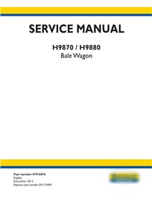 Manual de serviço do vagão de fardos New Holland H9870 / H9880