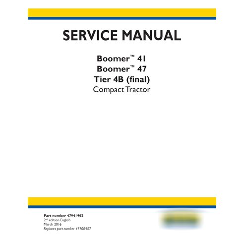 New Holland Boomer 41 / 47 compact tractor service manual