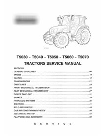 Manual de serviço do trator New Holland T5030 / T5040 / T5050 / T5060 / T5070