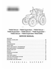 New Holland T4020 / T4030 / T4040 / T4050 Deluxe Supersteer tractor service manual