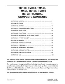 Manuel de réparation du tracteur New Holland TM120 / TM130 / TM140 / TM155 / TM175 / TM190