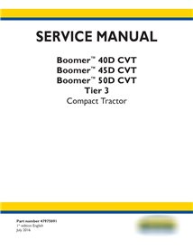 Manuel d'entretien du tracteur compact New Holland Boomer 40D / 45D / 50D CVT