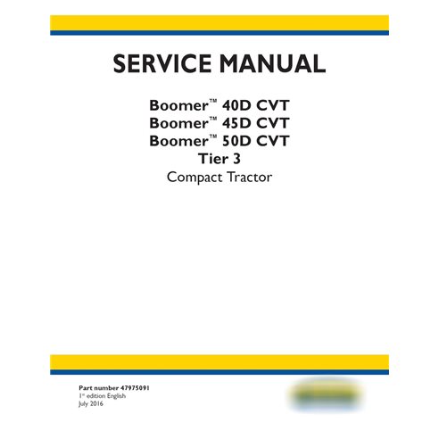 Manual de servicio del tractor compacto New Holland Boomer 40D / 45D / 50D CVT