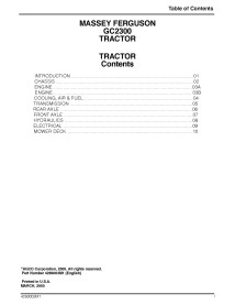 Manual de servicio del taller del tractor Massey Ferguson GC2300 - Massey Ferguson manuales - MF-4283003