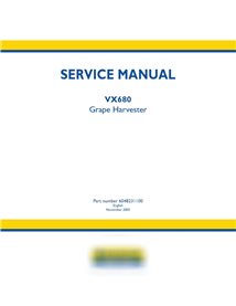 New Holland VX680 grape harvester service manual