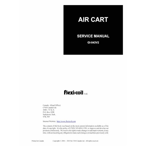 New Holland Flexi-Coil 1330 Plus / 40 Series / 50 Series air cart service manual