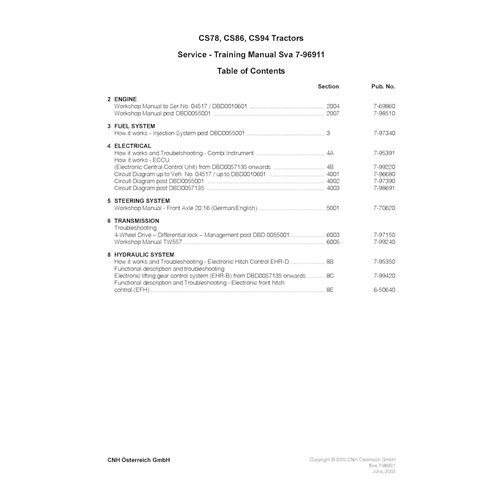 Case Ih CS78 / CS86 / CS94 tractor service manual