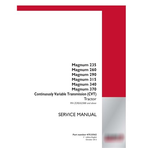 Manual de servicio del tractor Case Ih Magnum 235/260/290/315/340/370 CVT