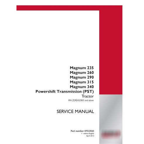 Manual de serviço do trator Case Ih Magnum 235/260/290/315/340/370 PST