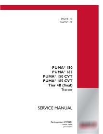Manuel d'entretien du tracteur Case Ih Puma 150/165/150 CVT / 165 CVT Tier 4B