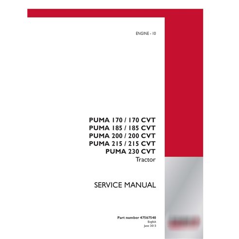 Case Ih Puma 170 / 185 / 200 / 215 / 230 CVT  tractor service manual