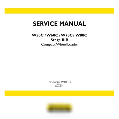 New Holland W50C / W60C / W70C / W80C Stage 3B compact wheel loader service manual