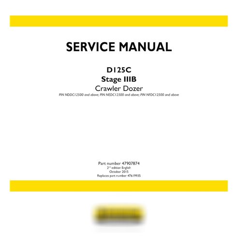 Manual de serviço do buldôzer de esteiras New Holland D125C Stage IIIB