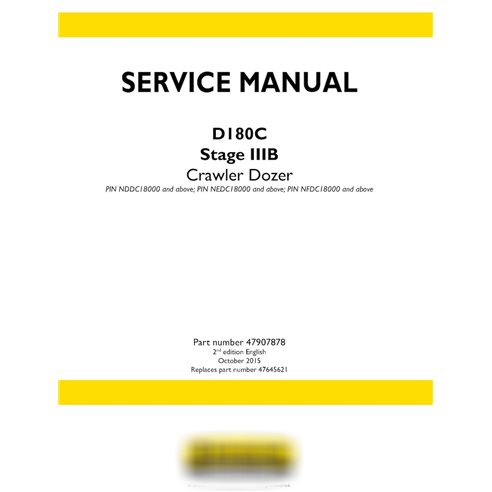 New Holland D180C Stage IIIB crawler dozer service manual