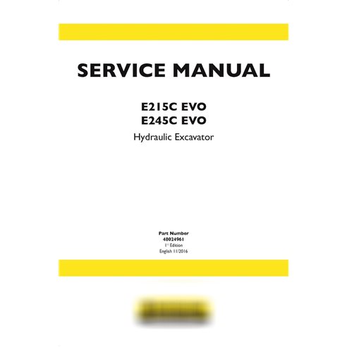 Manual de servicio de la excavadora de cadenas New Holland E215C ECO / E245C ECO