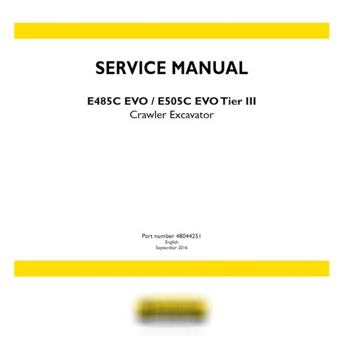 New Holland E485C EVO / E505C EVO Tier III crawler excavator service manual