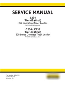 Manual de serviço da carregadeira Skid New Holland L234 / C234 / C238 Tier 4B