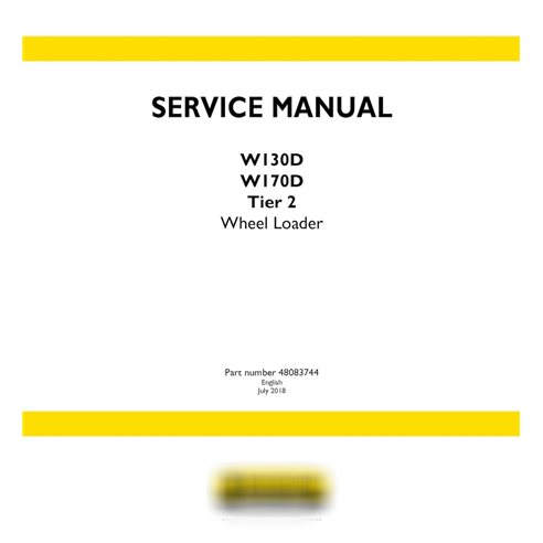 New Holland W130D / W170D Tier 2 wheel loader service manual