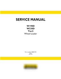 Manual de serviço da carregadeira de rodas New Holland W190D / W230D Tier 2
