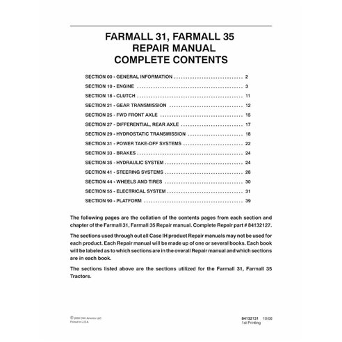 Case IH Farmall 30, 35 compact tractor pdf repair manual
