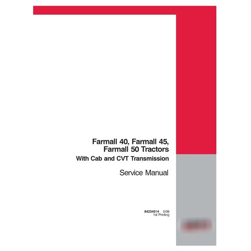 Case IH Farmall 40, 45, 50 CVT compact tractor pdf service manual