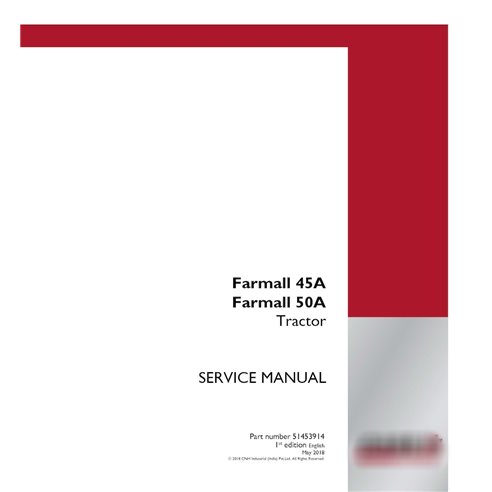 Manuel d'entretien du tracteur compact Case IH Farmall 45A, 50A PDF