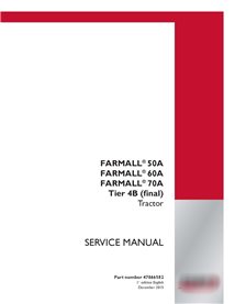 Manuel d'entretien du tracteur Case IH Farmall 50A, 50A, 70A Tier 4B PDF
