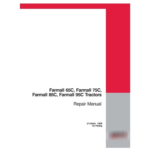 Manuel de réparation PDF du tracteur Case IH Farmall 65C, 75C, 85C, 95C