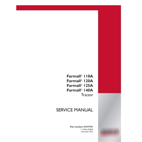 Manual de serviço em pdf do trator Case IH Farmall 110A, 120A, 125A, 140A