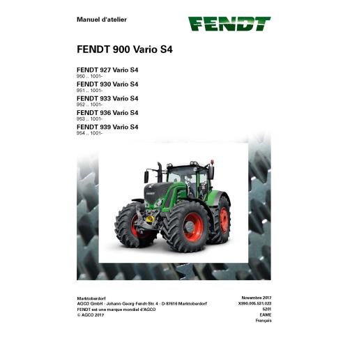 Manual de serviço da oficina de trator Fendt 900-927 / 930/933/946/939 Francês - Fendt manuais