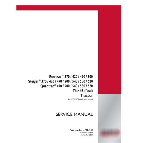 Case IH Rowtrac 370 - 500, Steiger 370 - 620, Quadtrac 470 - 620 Tier 4B PIN ZFF308001+ tractor pdf service manual 