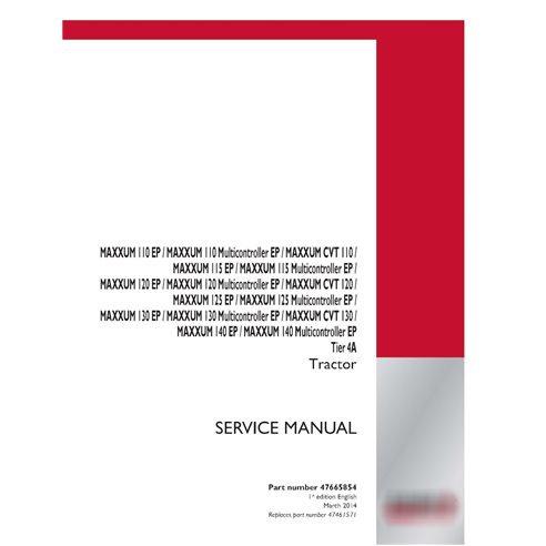 Case IH MAXXUM 110 EP, 120 EP, 130 EP, 140 EP CVT Tier 4a tractor pdf service manual 