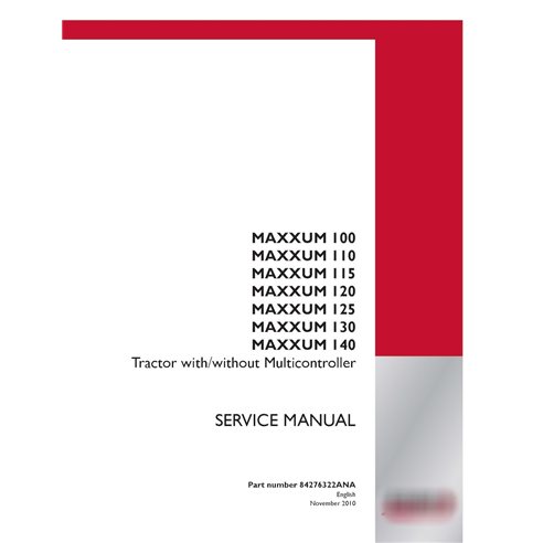 Manual de serviço pdf do trator Case IH MAXXUM 100, 110, 115, 120, 125, 130, 140