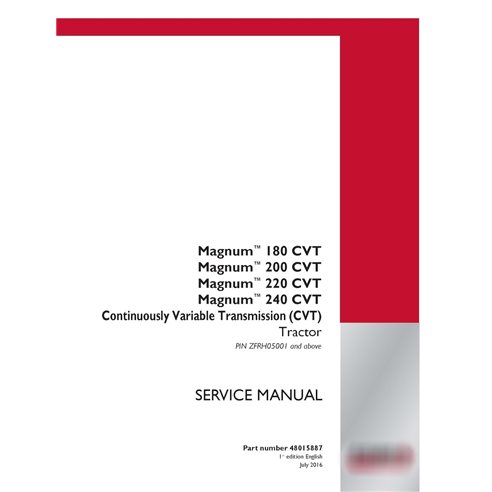 Manuel d'entretien du tracteur Case IH MAGNUM 180, 200, 220, 240 CVT PDF