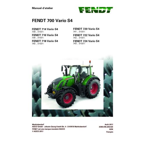 Manuel d'entretien de l'atelier de tracteur Fendt 700-714/716/718/720/722/724 Français - Fendt manuels - FENDT-72631629