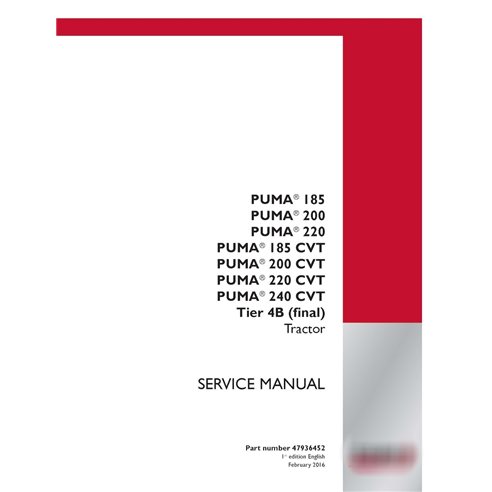 Case IH Puma 185, 200, 220, 240 CVT Tier 4B tractor pdf service manual 