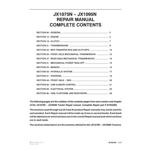 Case IH JX1075N - JX1085N tractor pdf repair manual 